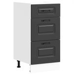 Casa si Gradina - Mobilier - Comode si corpuri - Corpuri bucatarie - Dulap de baza de bucatarie „Kalmar” din lemn prelucrat negru, model 1x dulap inferior (3 sertare), mărime 40x46x81.5 cm - Infinity.ro