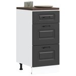 Casa si Gradina - Mobilier - Comode si corpuri - Corpuri bucatarie - Dulap de baza de bucatarie „Kalmar” din lemn prelucrat negru, model 1x dulap inferior (3 sertare), mărime 40x46x81.5 cm - Infinity.ro