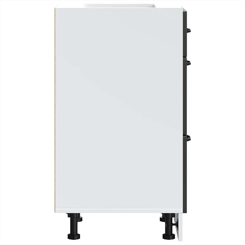 Casa si Gradina - Mobilier - Comode si corpuri - Corpuri bucatarie - Dulap de baza de bucatarie „Kalmar” din lemn prelucrat negru, model 1x dulap inferior (3 sertare), mărime 40x46x81.5 cm - Infinity.ro