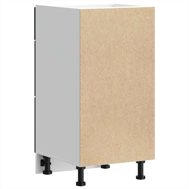 Casa si Gradina - Mobilier - Comode si corpuri - Corpuri bucatarie - Dulap de baza de bucatarie „Kalmar” din lemn prelucrat negru, model 1x dulap inferior (3 sertare), mărime 40x46x81.5 cm - Infinity.ro