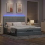Casa si Gradina - Mobilier - Paturi si accesorii - Paturi - Cadru de pat otoman cu saltele tesatura gri deschis 200x200cm - Infinity.ro