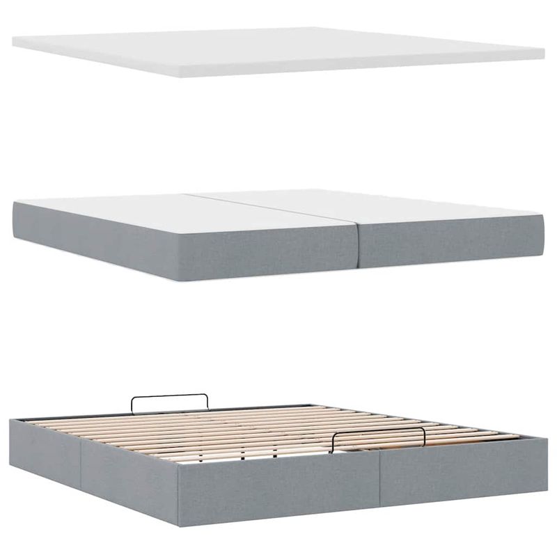 Casa si Gradina - Mobilier - Paturi si accesorii - Paturi - Cadru de pat otoman cu saltele tesatura gri deschis 200x200cm - Infinity.ro