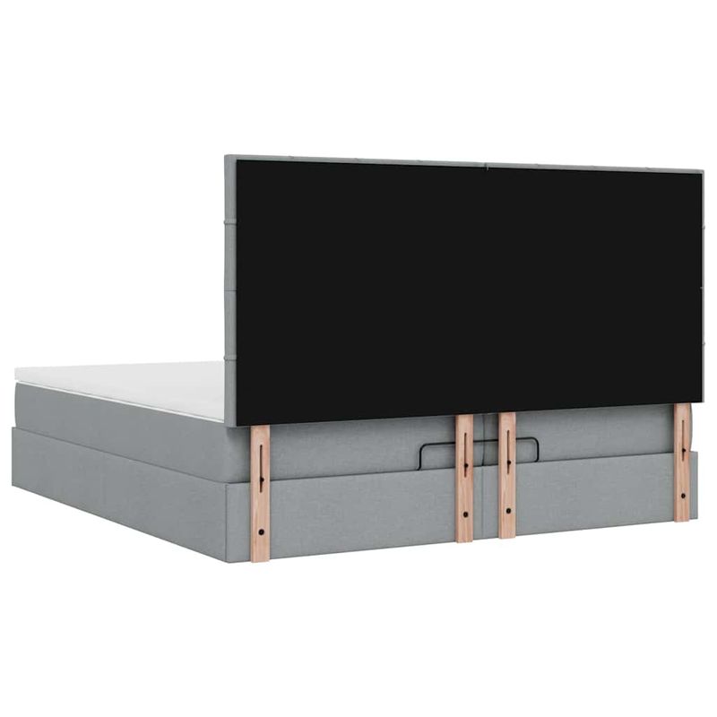 Casa si Gradina - Mobilier - Paturi si accesorii - Paturi - Cadru de pat otoman cu saltele tesatura gri deschis 200x200cm - Infinity.ro