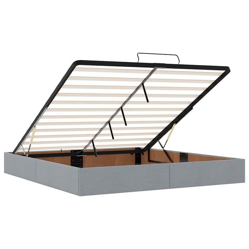 Casa si Gradina - Mobilier - Paturi si accesorii - Paturi - Cadru de pat otoman cu saltele tesatura gri deschis 200x200cm - Infinity.ro