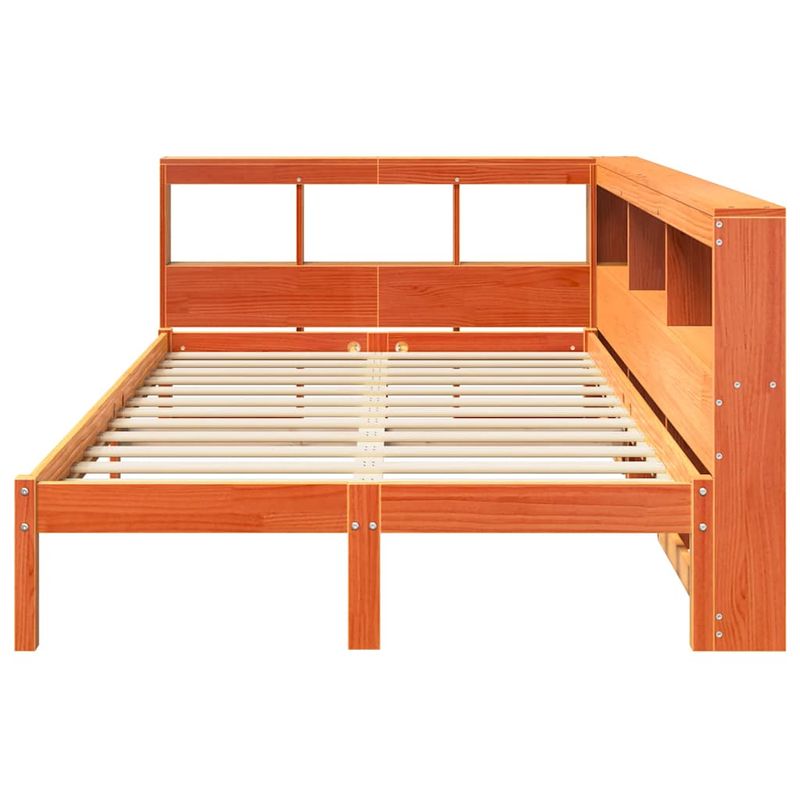 Casa si Gradina - Mobilier - Paturi si accesorii - Paturi - Pat cu biblioteca fara saltea, maro, 120x190 cm, lemn masiv pin - Infinity.ro