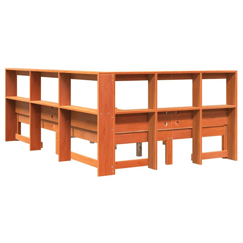 Casa si Gradina - Mobilier - Paturi si accesorii - Paturi - Pat cu biblioteca fara saltea, maro, 120x190 cm, lemn masiv pin - Infinity.ro