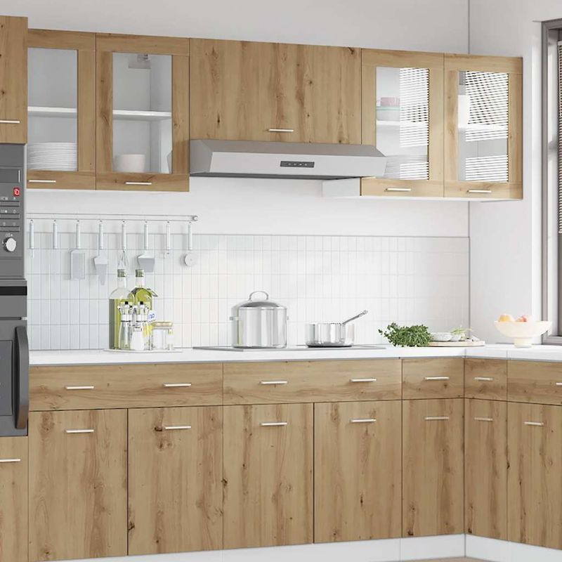 Casa si Gradina - Mobilier - Comode si corpuri - Corpuri bucatarie - Dulap de bucatarie cu usa din sticla Stejar Artisan 60x31x60 cm - Infinity.ro