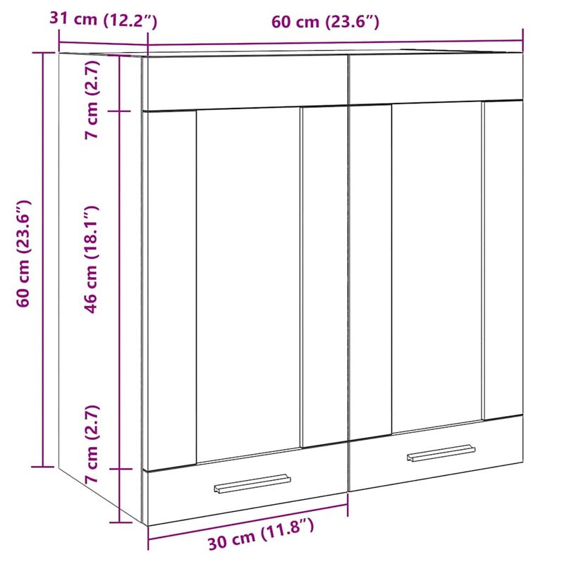 Casa si Gradina - Mobilier - Comode si corpuri - Corpuri bucatarie - Dulap de bucatarie cu usa din sticla Stejar Artisan 60x31x60 cm - Infinity.ro