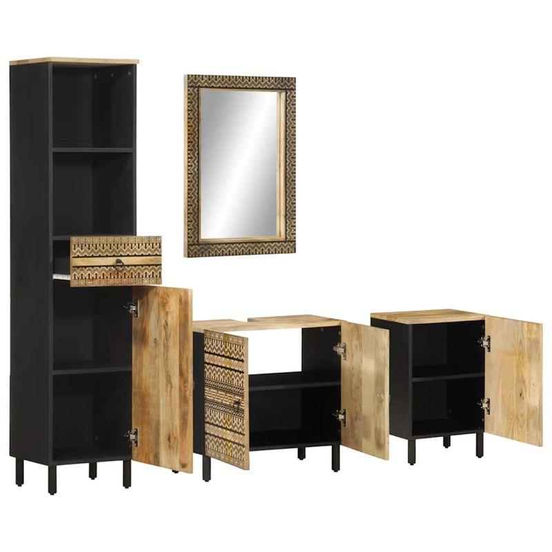 Casa si Gradina - Mobilier - Seturi de mobilier - Seturi baie - Set mobilier de baie, 4 piese, lemn masiv de mango - Infinity.ro