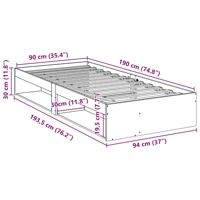 Casa si Gradina - Mobilier - Paturi si accesorii - Paturi - Pat de zi fara saltea, 90x190 cm, lemn masiv de pin - Infinity.ro