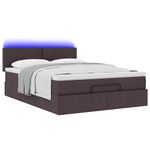 Casa si Gradina - Mobilier - Paturi si accesorii - Paturi - Cadru de pat otoman cu saltea tesatura maro inchis 140x200 cm - Infinity.ro