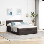 Casa si Gradina - Mobilier - Paturi si accesorii - Paturi - Cadru de pat otoman cu saltea tesatura maro inchis 140x200 cm - Infinity.ro