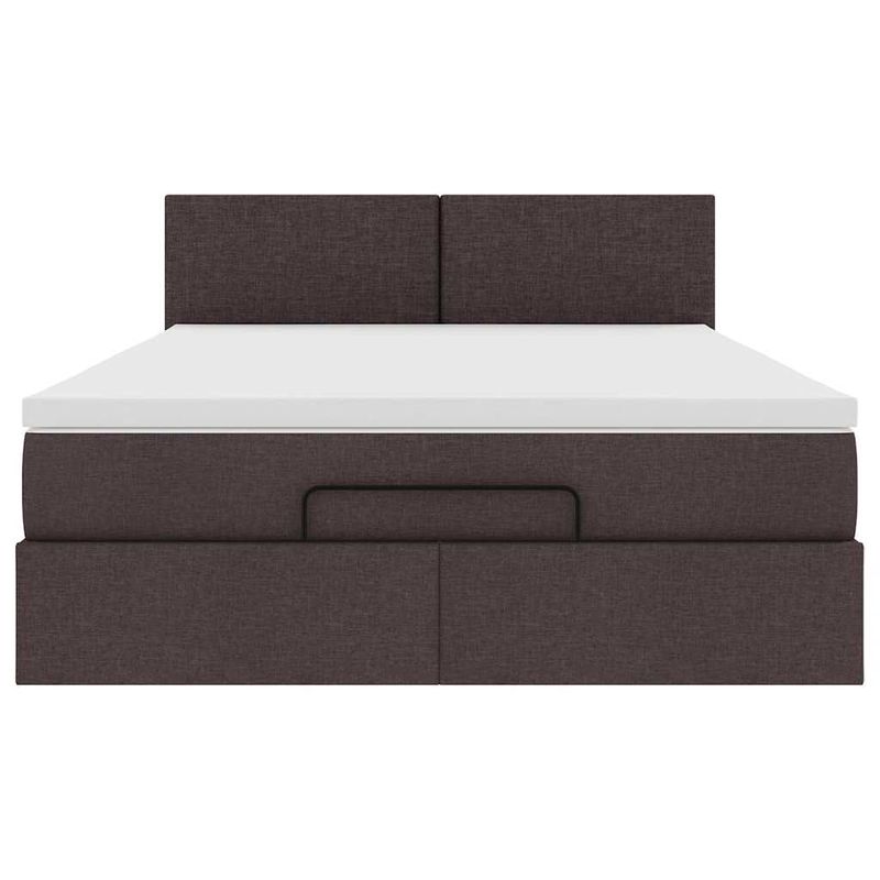 Casa si Gradina - Mobilier - Paturi si accesorii - Paturi - Cadru de pat otoman cu saltea tesatura maro inchis 140x200 cm - Infinity.ro