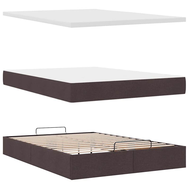 Casa si Gradina - Mobilier - Paturi si accesorii - Paturi - Cadru de pat otoman cu saltea tesatura maro inchis 140x200 cm - Infinity.ro