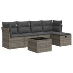 Casa si Gradina - Gradina si terasa - Mobilier exterior - Seturi mobila gradina - Set mobilier gradina cu perne, 6 piese, gri, poliratan - Infinity.ro