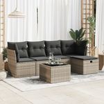 Casa si Gradina - Gradina si terasa - Mobilier exterior - Seturi mobila gradina - Set mobilier gradina cu perne, 6 piese, gri, poliratan - Infinity.ro