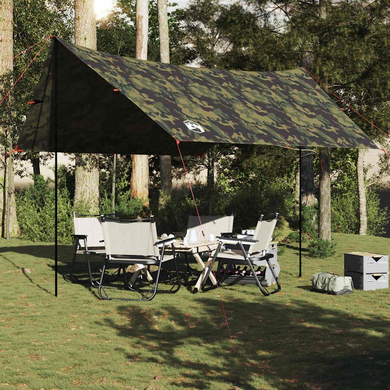 Sport si Outdoor - Camping - Copertine si adaposturi - Prelata de camping, camuflaj, 438x376x212 cm, impermeabila - Infinity.ro