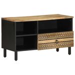 Casa si Gradina - Mobilier - Dulapuri si sifoniere - Dulapuri - Dulap TV, negru, 80x33,5x46 cm, lemn masiv de mango brut - Infinity.ro