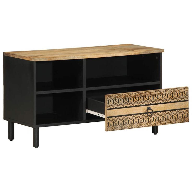 Casa si Gradina - Mobilier - Dulapuri si sifoniere - Dulapuri - Dulap TV, negru, 80x33,5x46 cm, lemn masiv de mango brut - Infinity.ro