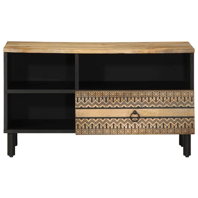 Casa si Gradina - Mobilier - Dulapuri si sifoniere - Dulapuri - Dulap TV, negru, 80x33,5x46 cm, lemn masiv de mango brut - Infinity.ro