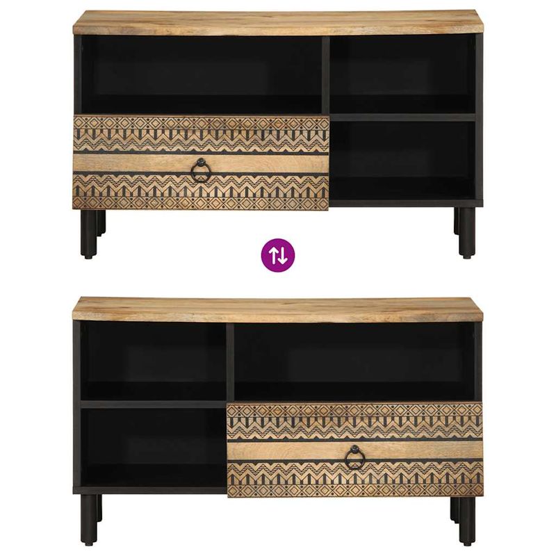 Casa si Gradina - Mobilier - Dulapuri si sifoniere - Dulapuri - Dulap TV, negru, 80x33,5x46 cm, lemn masiv de mango brut - Infinity.ro