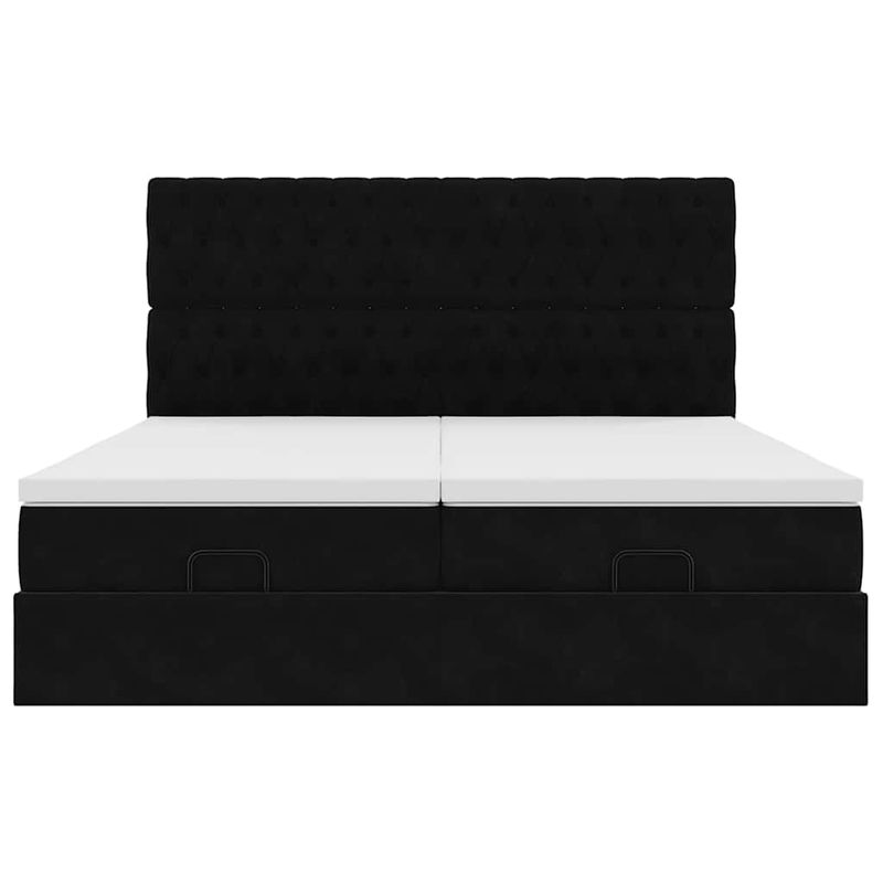 Casa si Gradina - Mobilier - Paturi si accesorii - Paturi - Cadru de pat otoman cu saltele, catifea neagra 160x200cm - Infinity.ro