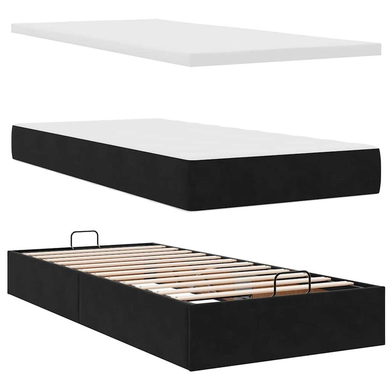 Casa si Gradina - Mobilier - Paturi si accesorii - Paturi - Cadru de pat otoman cu saltele, catifea neagra 160x200cm - Infinity.ro