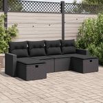 Casa si Gradina - Gradina si terasa - Mobilier exterior - Seturi mobila gradina - Set mobilier de gradina cu perne, 6 piese, negru, poliratan - Infinity.ro