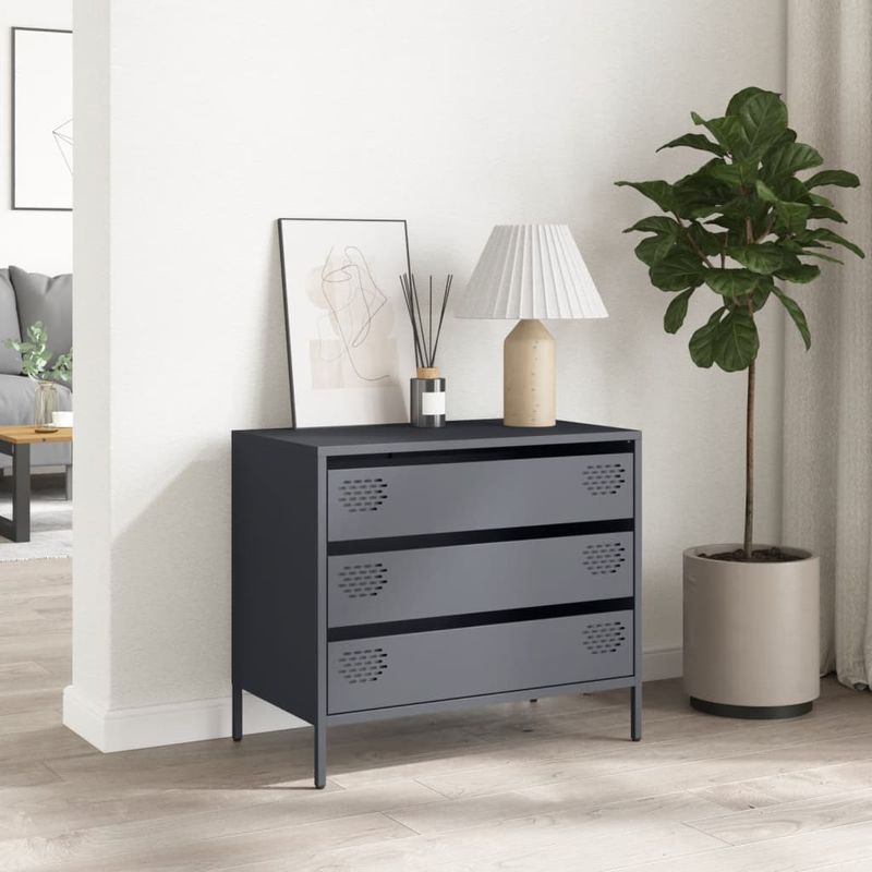 Casa si Gradina - Mobilier - Comode si corpuri - Comode - Dulap, antracit, 68x39x58,5 cm, otel laminat la rece - Infinity.ro
