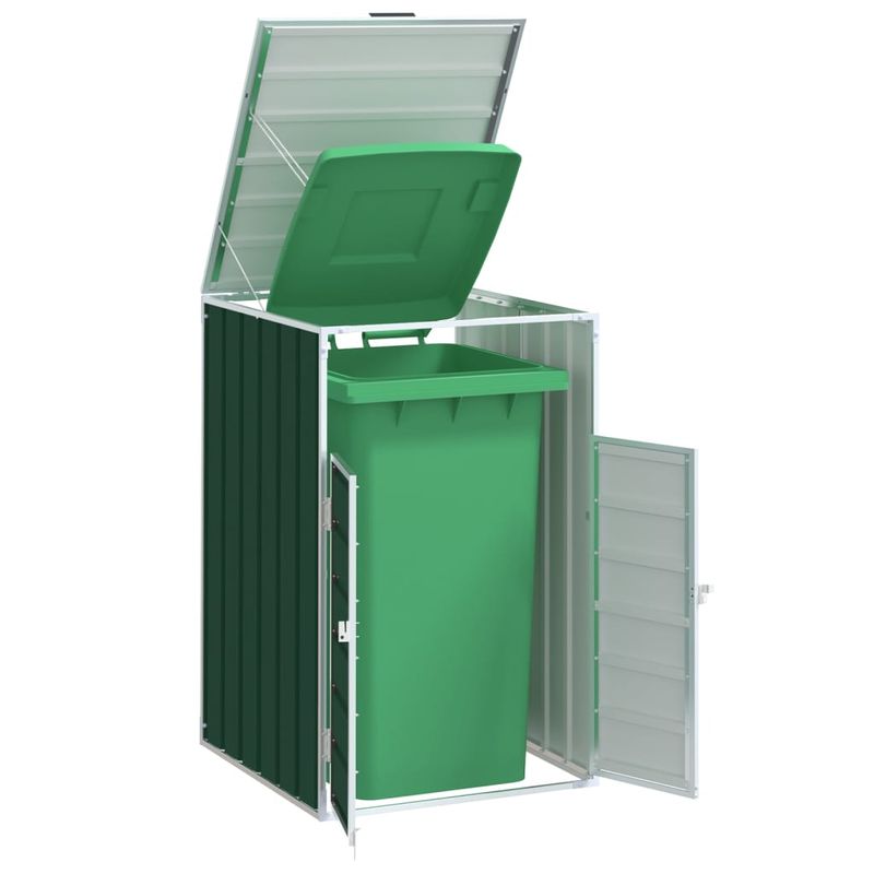 Casa si Gradina - Mobilier - Organizare si depozitare - Cosuri de gunoi - Depozitare cos gunoi cu roti, 1 cos, verde, 72x81x115 cm, otel - Infinity.ro