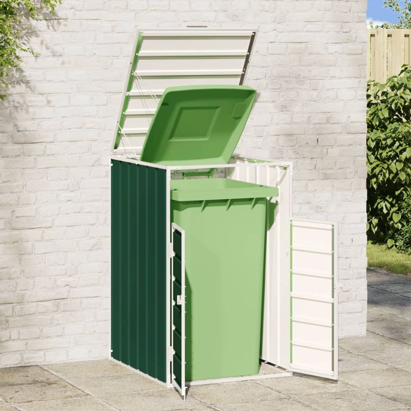 Casa si Gradina - Mobilier - Organizare si depozitare - Cosuri de gunoi - Depozitare cos gunoi cu roti, 1 cos, verde, 72x81x115 cm, otel - Infinity.ro