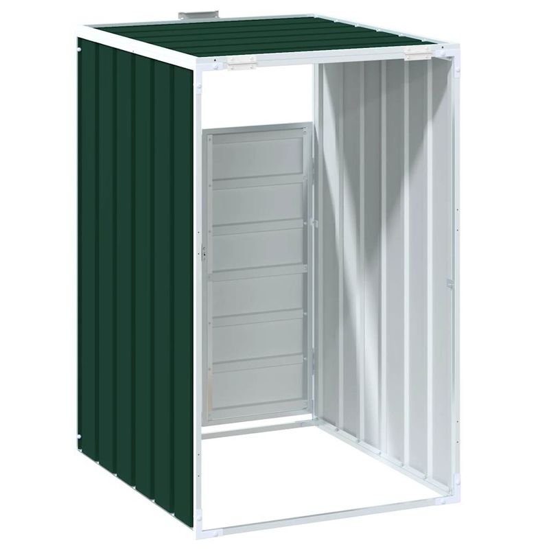 Casa si Gradina - Mobilier - Organizare si depozitare - Cosuri de gunoi - Depozitare cos gunoi cu roti, 1 cos, verde, 72x81x115 cm, otel - Infinity.ro