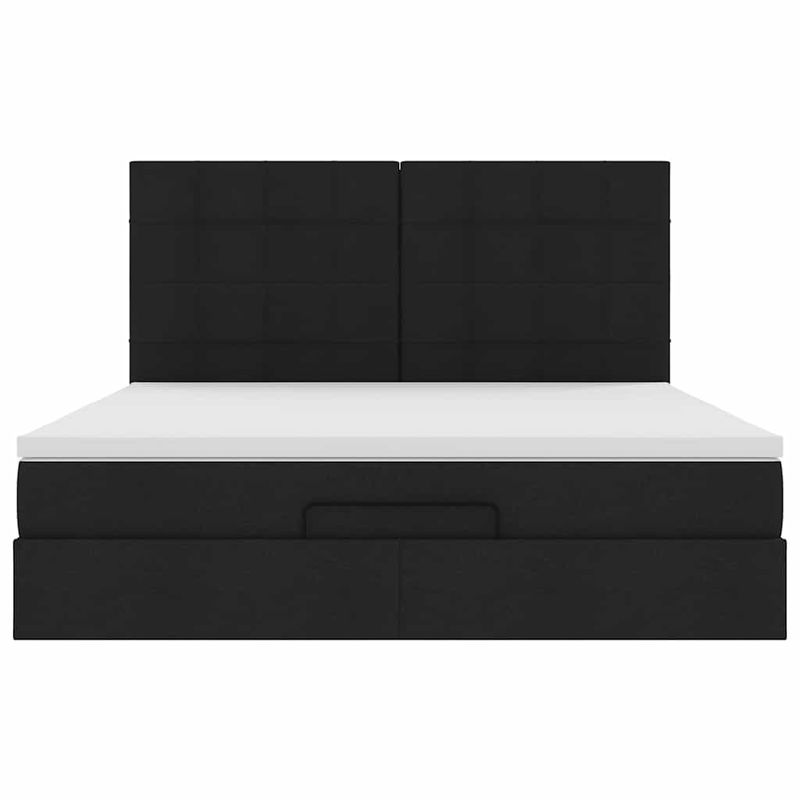 Casa si Gradina - Mobilier - Paturi si accesorii - Paturi - Cadru de pat otoman cu saltea tesatura neagra 160x200cm - Infinity.ro