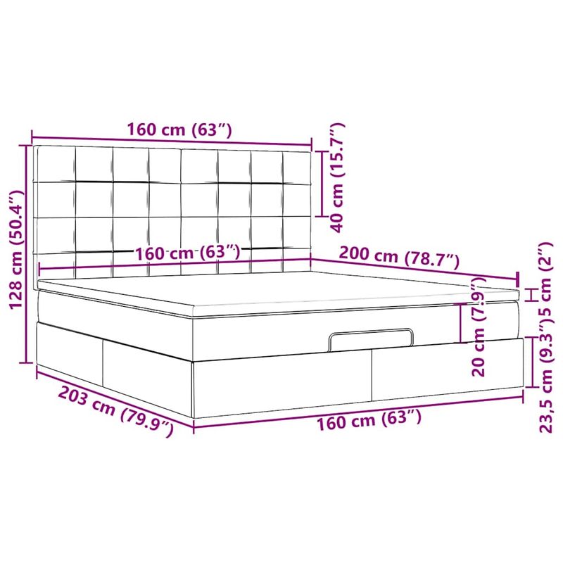 Casa si Gradina - Mobilier - Paturi si accesorii - Paturi - Cadru de pat otoman cu saltea tesatura neagra 160x200cm - Infinity.ro