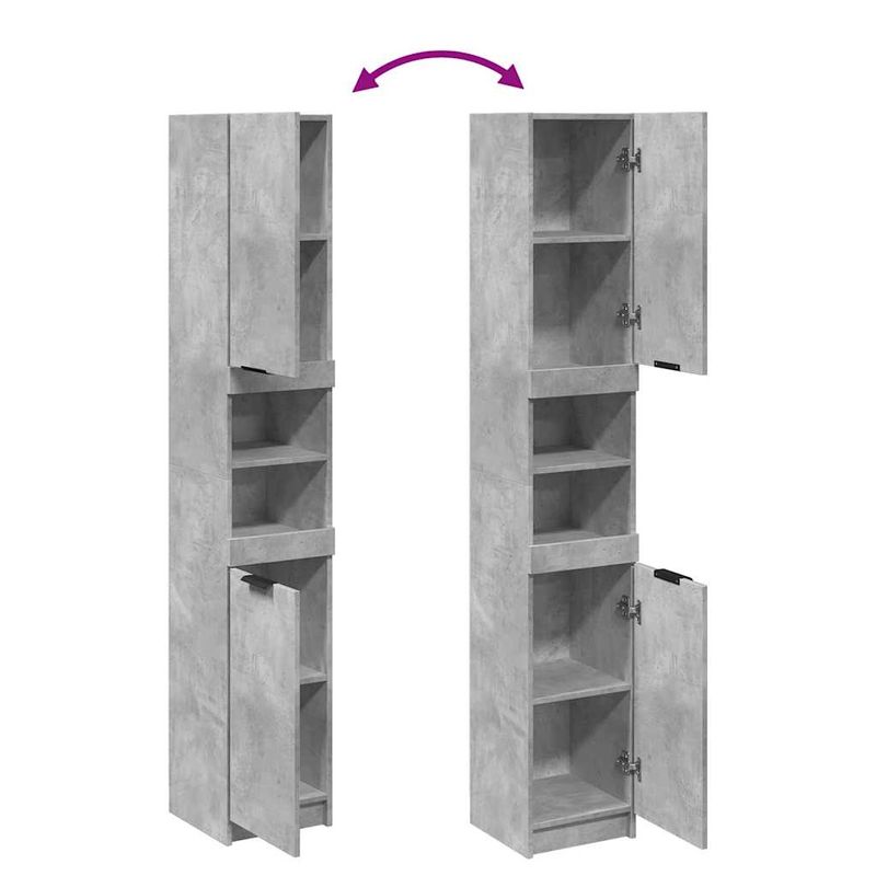 Casa si Gradina - Mobilier - Mobilier baie - Corpuri baie - Dulap de baie, gri beton, 32x34x188,5 cm, lemn compozit - Infinity.ro