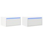 Casa si Gradina - Mobilier - Comode si corpuri - Noptiere - Noptiere montate pe perete cu lumini LED, 2 buc., alb - Infinity.ro