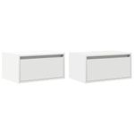 Casa si Gradina - Mobilier - Comode si corpuri - Noptiere - Noptiere montate pe perete cu lumini LED, 2 buc., alb - Infinity.ro