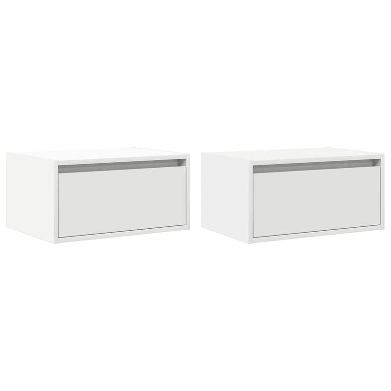 Casa si Gradina - Mobilier - Comode si corpuri - Noptiere - Noptiere montate pe perete cu lumini LED, 2 buc., alb - Infinity.ro