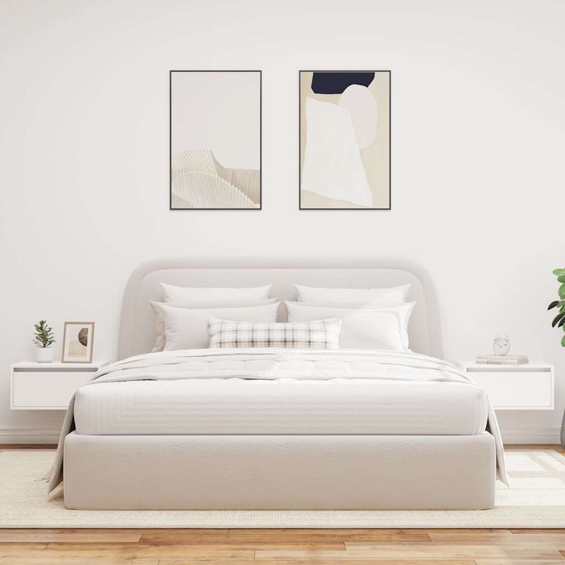 Casa si Gradina - Mobilier - Comode si corpuri - Noptiere - Noptiere montate pe perete cu lumini LED, 2 buc., alb - Infinity.ro