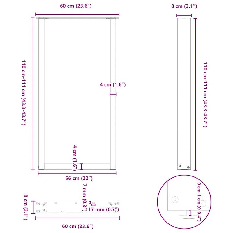Casa si Gradina - Mobilier - Feronerie si accesorii mobila - Picioare pentru masuta de cafea in forma de U 2 buc Negru Otel - Infinity.ro