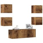 Casa si Gradina - Mobilier - Seturi de mobilier - Seturi living - Set dulap TV 5 piese montat pe perete lemn vechi lemn prelucrat, cantitate în pachet: 5, lăţime 100 cm - Infinity.ro