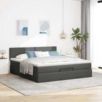 Casa si Gradina - Mobilier - Paturi si accesorii - Paturi - Cadru pat otoman cu saltea tesatura gri inchis 160x200 cm - Infinity.ro
