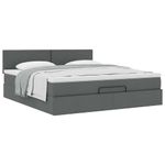 Casa si Gradina - Mobilier - Paturi si accesorii - Paturi - Cadru pat otoman cu saltea tesatura gri inchis 160x200 cm - Infinity.ro
