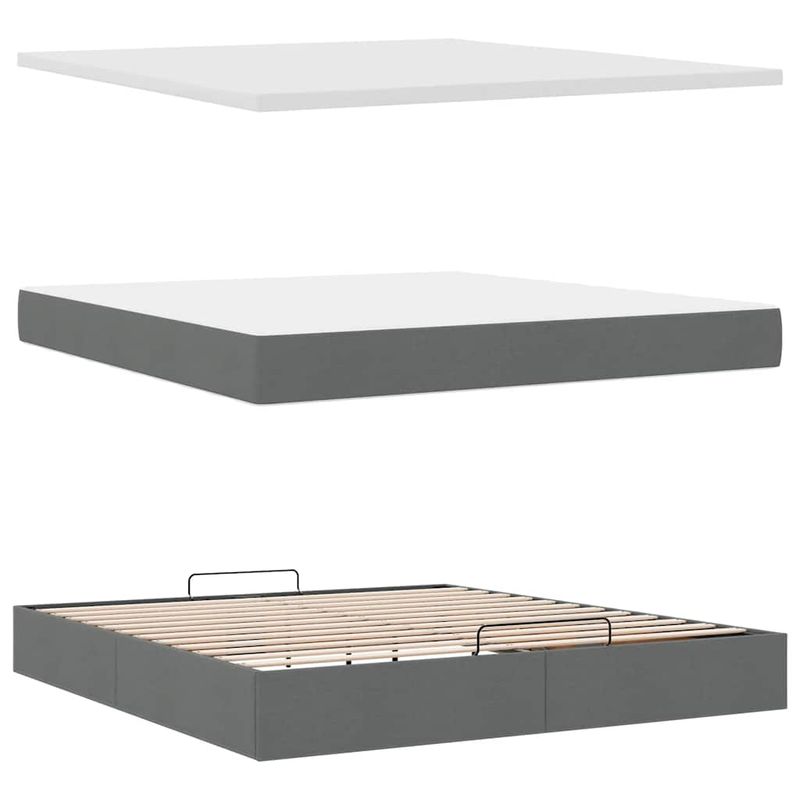 Casa si Gradina - Mobilier - Paturi si accesorii - Paturi - Cadru pat otoman cu saltea tesatura gri inchis 160x200 cm - Infinity.ro