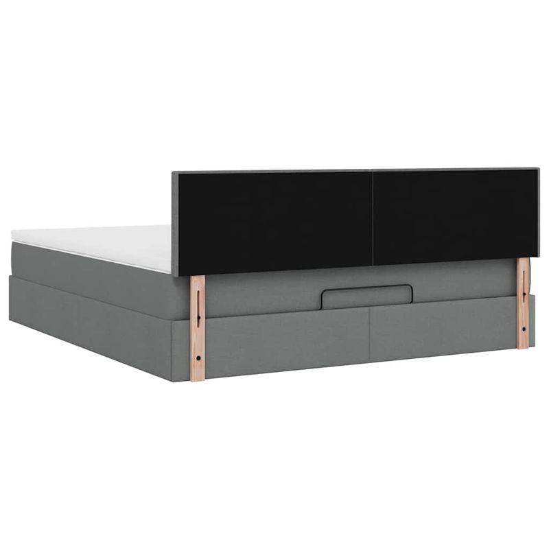 Casa si Gradina - Mobilier - Paturi si accesorii - Paturi - Cadru pat otoman cu saltea tesatura gri inchis 160x200 cm - Infinity.ro
