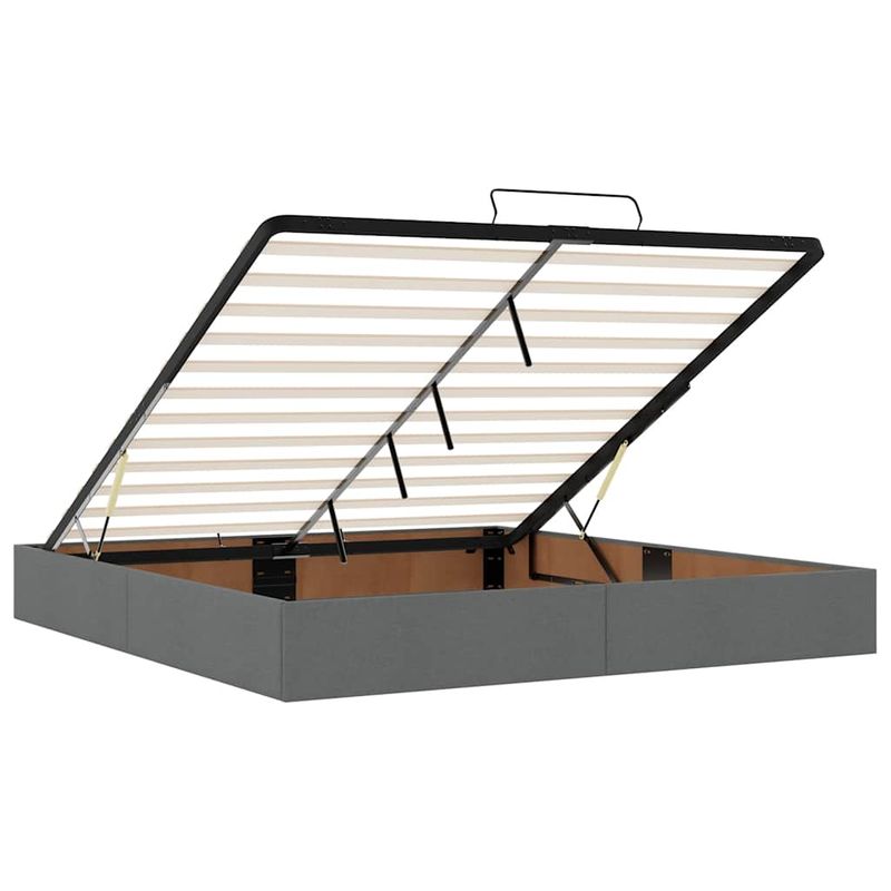 Casa si Gradina - Mobilier - Paturi si accesorii - Paturi - Cadru pat otoman cu saltea tesatura gri inchis 160x200 cm - Infinity.ro