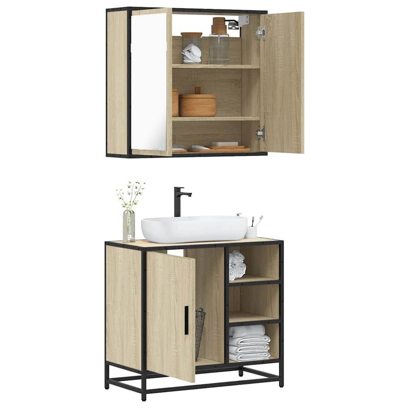 Casa si Gradina - Mobilier - Seturi de mobilier - Seturi baie - Set mobilier de baie, 2 piese, stejar sonoma, lemn prelucrat - Infinity.ro