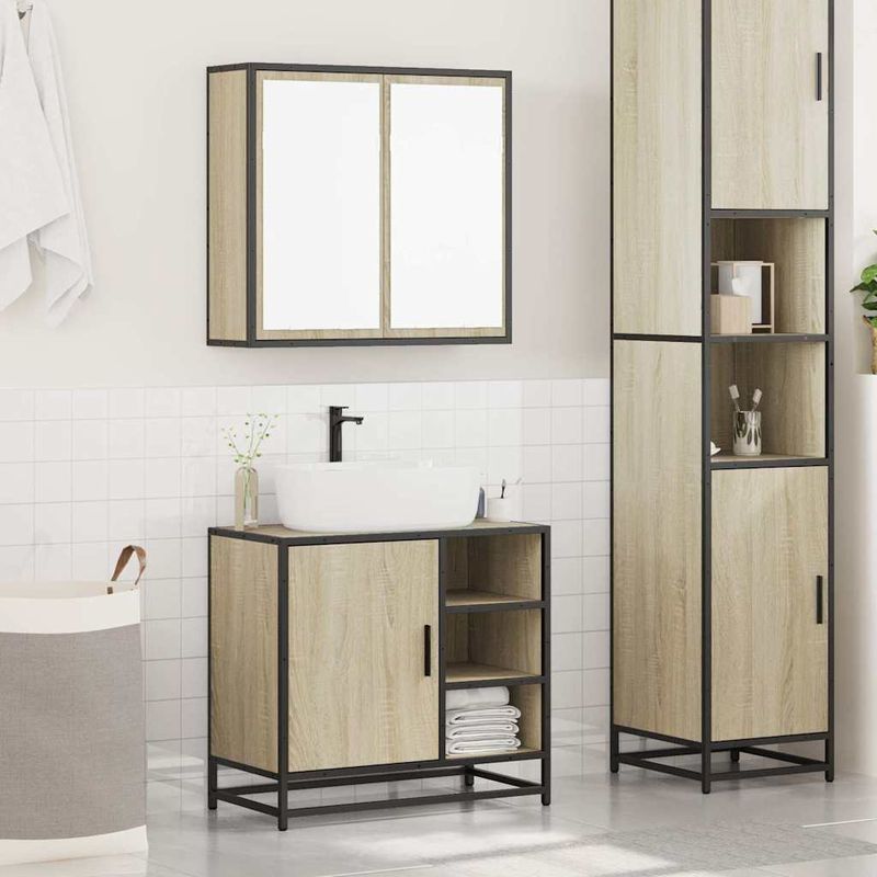 Casa si Gradina - Mobilier - Seturi de mobilier - Seturi baie - Set mobilier de baie, 2 piese, stejar sonoma, lemn prelucrat - Infinity.ro
