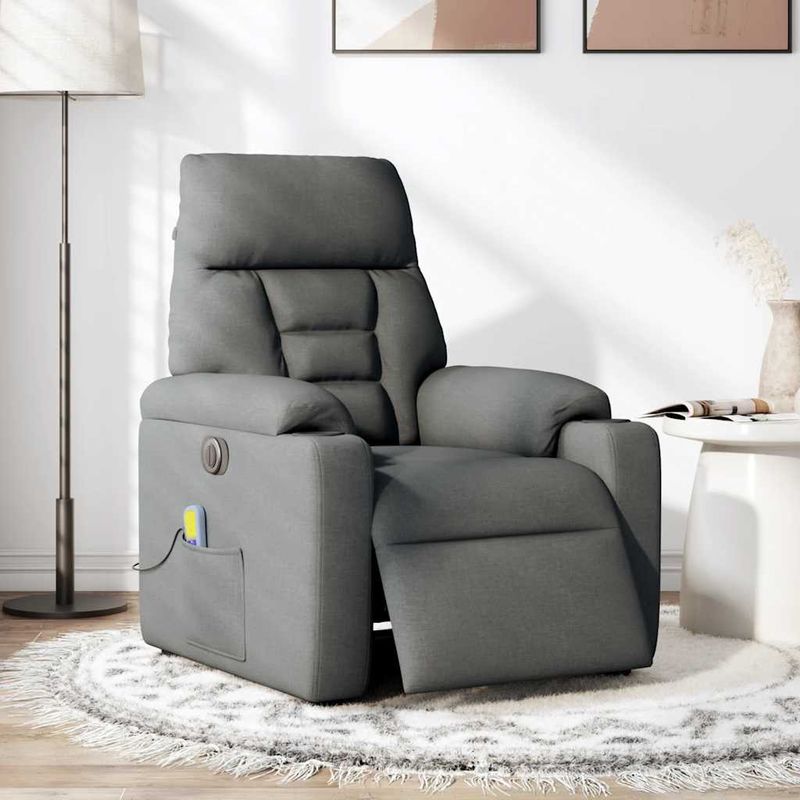 Ingrijire personala si Cosmetice - Sanatate si wellness - Articole wellness - Fotolii de masaj - Fotoliu electric de masaj rabatabil, gri inchis, textil - Infinity.ro