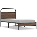Casa si Gradina - Mobilier - Paturi si accesorii - Paturi - Cadru pat fara saltea stejar maro, 100x190 cm, lemn prelucrat, model cu tăblie de cap și tăblie de picioare joasă - Infinity.ro